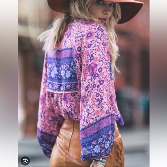 Spell folk town boho blouse blossom S pre- owned - Picture 2 of 7